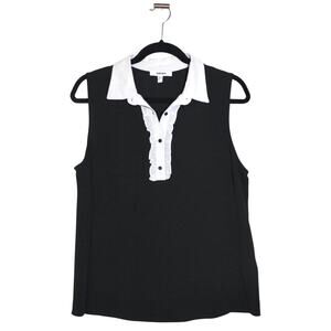 KOTON Black and White Ruffled Tank Top Size Medium